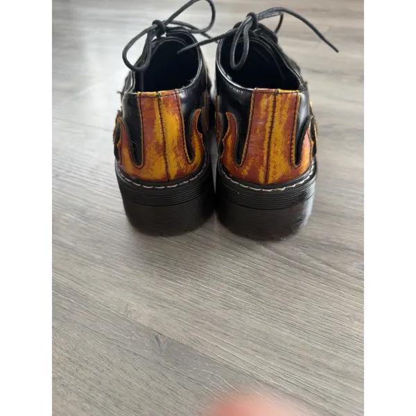VTG 90's Y2K Womens Black Flame Oxford Platform Shoes Punk Goth Chunky Size 7.5 - Image 4