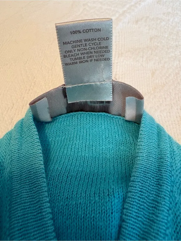 LOFT Teal Crewneck Button Cardigan - Image 7