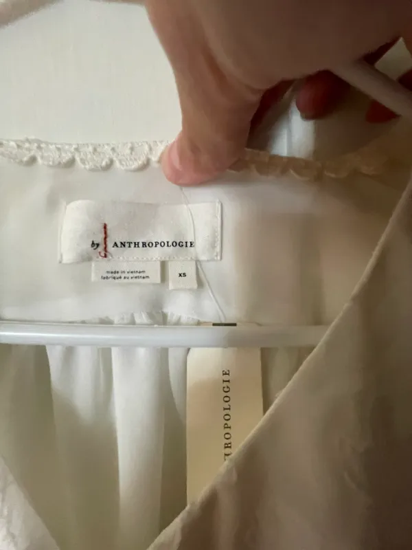 Anthropologie White Long Sleeve Blouse - Image 3