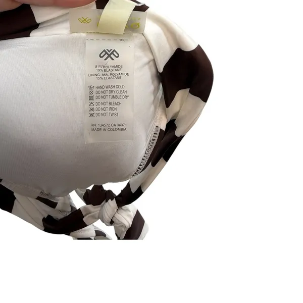 PilyQ Godiva Banded Halter Bikini Top Brown White Stripe NWT‎ Size Large - Image 11