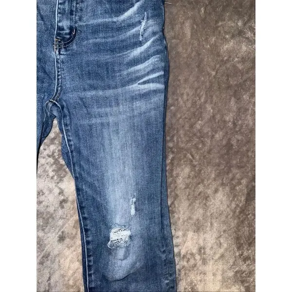 Risen Jeans Dark Wash Distressed Wide Leg Raw Hem 9/29 #776 - Image 15