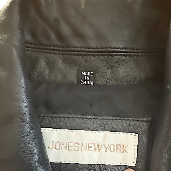 Jones New‎ York Black Leather Zip Front Collared Jacket Women's Medium - Image 5