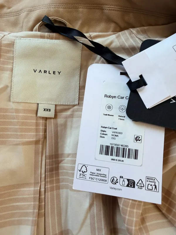 NWT Varley Robyn Oversized Car cotton twill Coat A line shape size xxs - Image 16