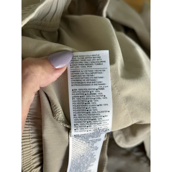 Athleta Midday Pants Womens Medium Ecru Beige Mid‎ Rise Crop Poplin Drawstring - Image 6