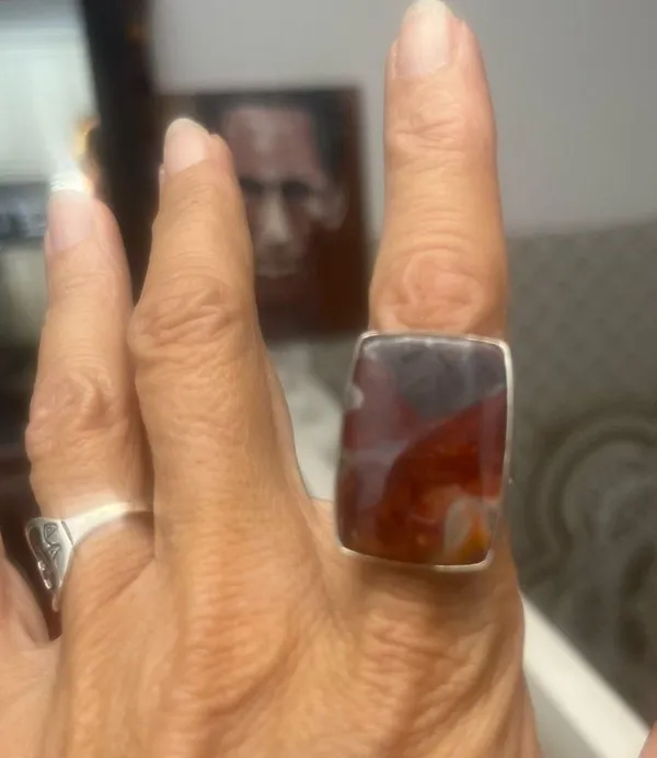 Sterling Silver on sardonyx AGATE ring sz 7 - Image 8