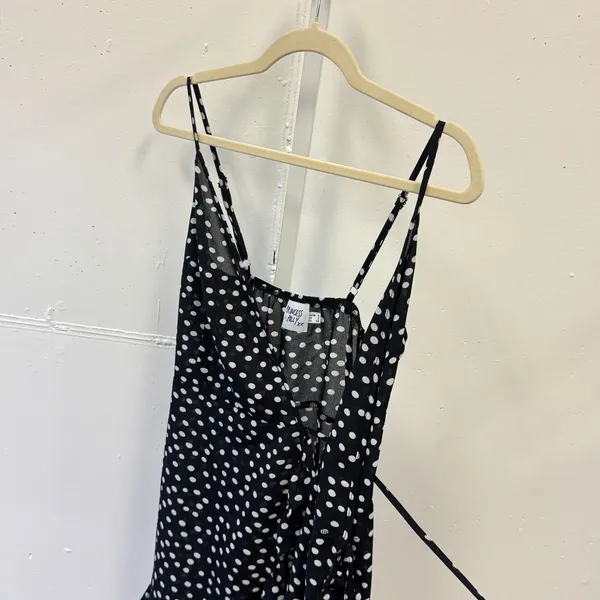 Princess Polly Polka Dot Wrap Mini Dress Black White Ruffle Hem Size US 2 Summer - Image 4