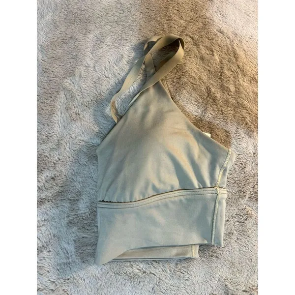 Aerie Women's Medium Support Sports Bra M Cream Racerback - Image 5