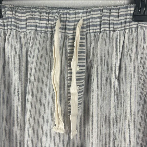 NEUTRAL GROUND Blue Striped High Rise Elastic Drawstring Waist Pants Small Boho - Image 6