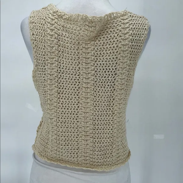 Cotton On Women’s Cream Crochet Vest Tie Front Vest Size M - Image 5