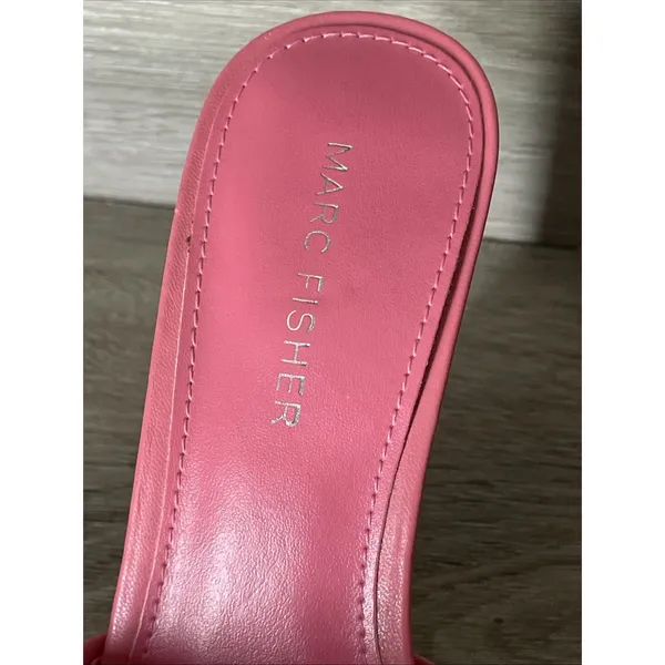 Marc Fisher Size 8M Salmon Pink Studded Slide Heels‎ Square Toe Mule Sandals - Image 8