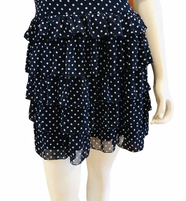 Blue & White Polka Dot Dress Size M - Image 9