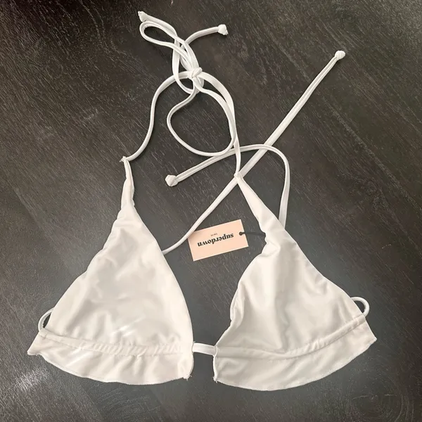 Superdown Anneke Swim‎ Bikini Top in White Sz L - Image 3