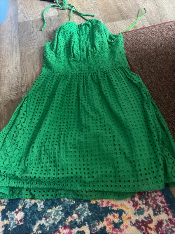 The shirt Rochelle Behrens Ashby Sleeveless Eyelet Halter Sundress - Green - Image 4