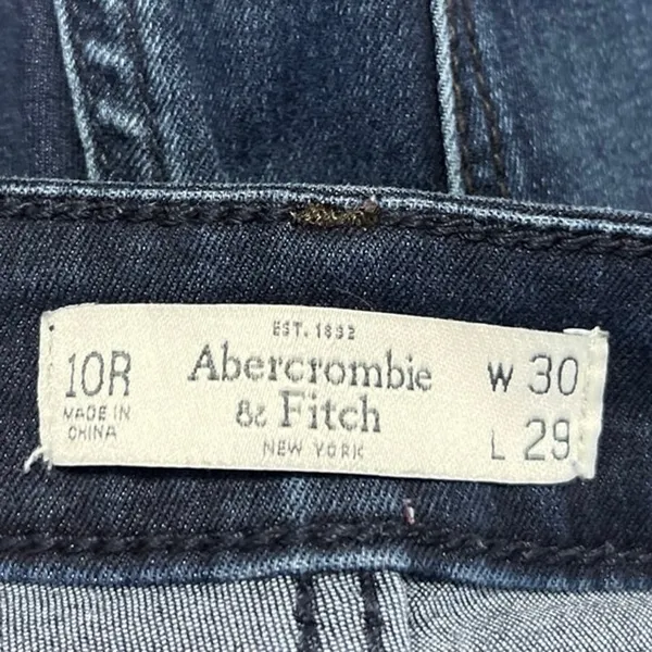 Abercrombie & Fitch Blue Skinny Mid Rise Dark Wash Stretch Ankle Denim Jeans 30 - Image 4
