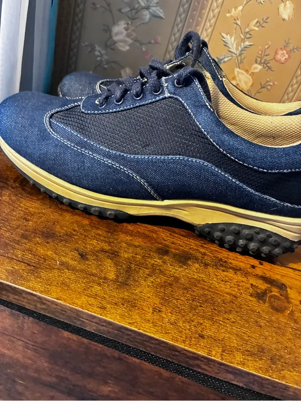Woman Casual Denim Lace-Up Sneakers in Navy - Image 8
