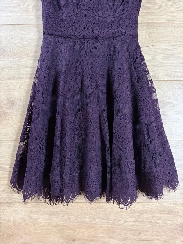 BB Dakota Dark Plum Lace Fit and Flare Mini Dress Size 0 - Image 6
