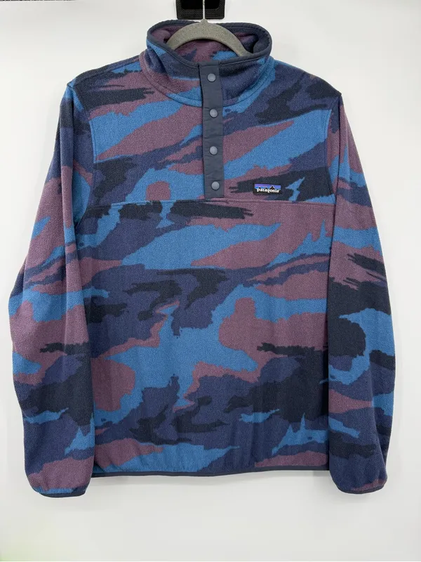 Patagonia Micro D Snap-T Fleece Women L Kansas Sky Dolomite Blue Camo - Image 2