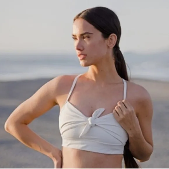 Alala Tie Front Sports Bra‎ Cream Off White Criss Cross Back Small - Image 12