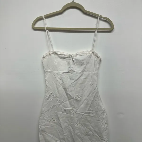 MESHKI Bronwyn Broderie Mini Dress - White - Size XXS - Image 6