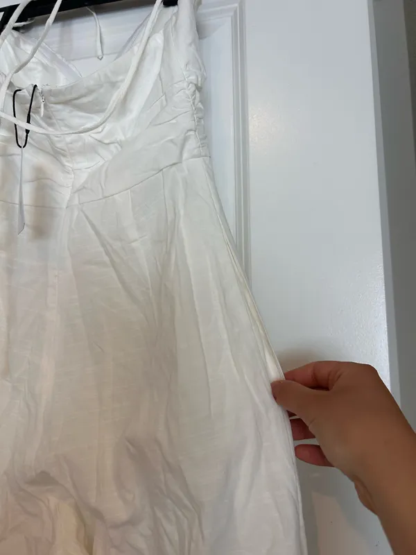 Showpo White Jumpsuit With Pockets and tie back detail - Image 6