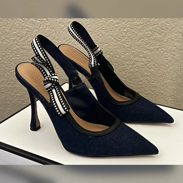 Steve Madden Women’s Bri Dark Denim Design Heels Size-6.5 - Image 7
