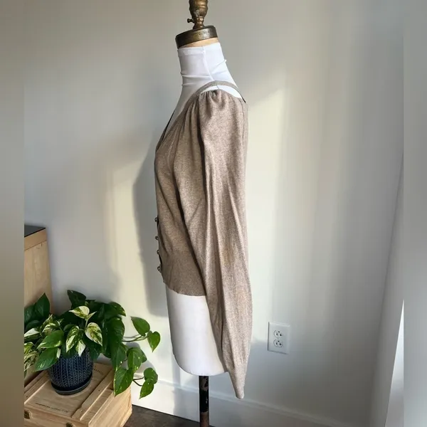 Anthropologie Moth Cardigan Sweater Tan Shoulder Cutout Size S - Image 7