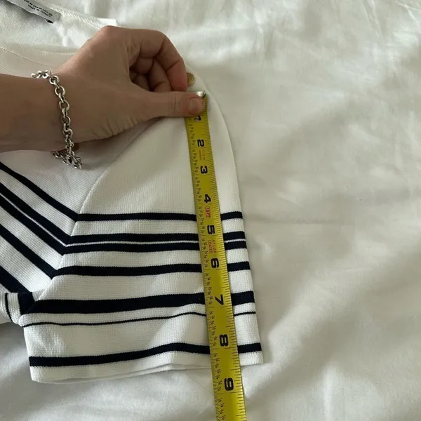 Nwt Zara Women'S Striped Knit Mini Dress White /Navy Size M 3859/035 - Image 7