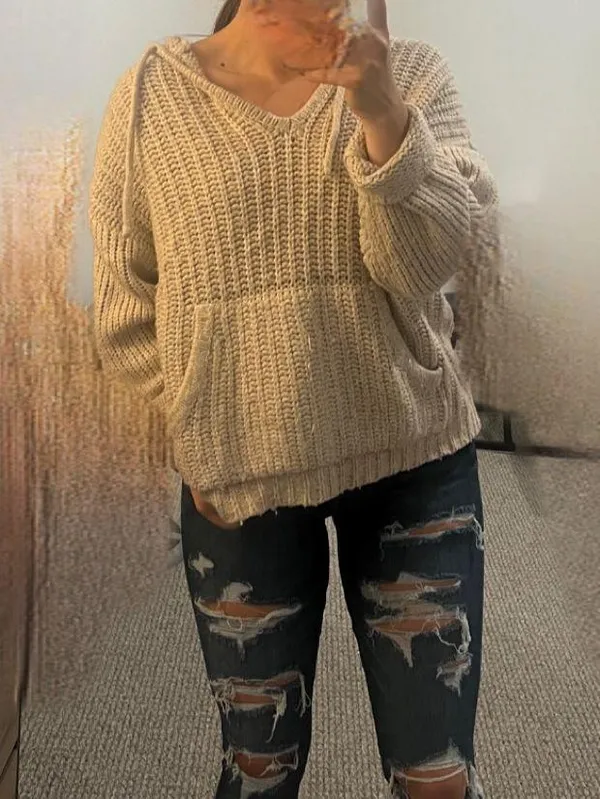 Aerie Chunky Street Knit Hoodie Pullover - Image 4