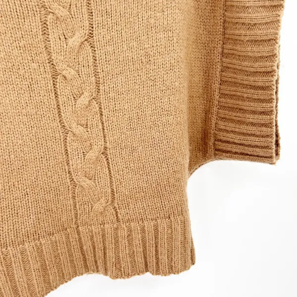 Black Horn Womens Baby Alpaca Blend Knit Poncho Sweater Cable Knit‎ Oversized S - Image 2