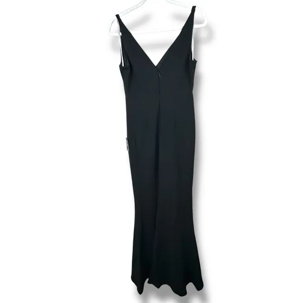 NEW Lulus Melora Black Crepe Bodycon Mermaid Sleeveless Flared Maxi Dress Medium - Image 7
