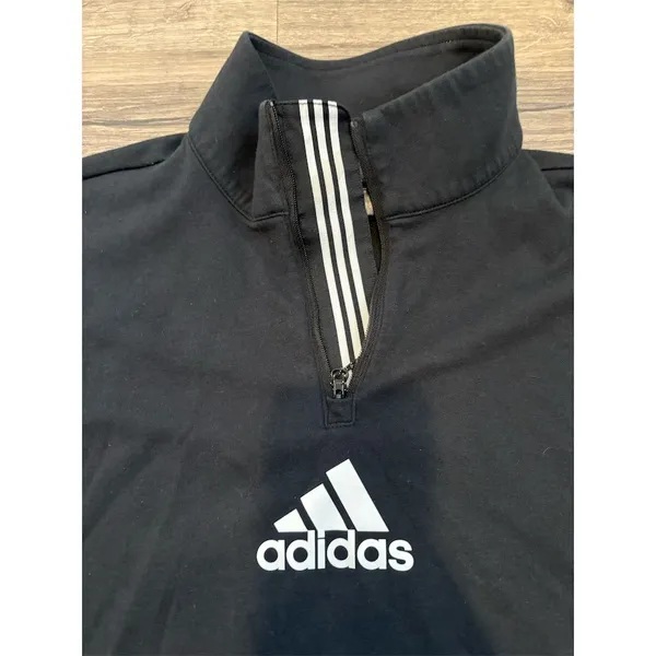 Adidas Women's Black 3-Stripes Cropped Quarter-Zip Sweatshirt Size Large‎ - Image 4