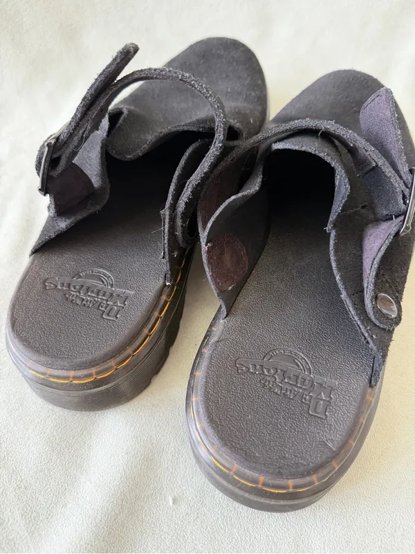 Dr. Martens Carlson Mule Black Suede Slingback Platform Size 9 - Image 8