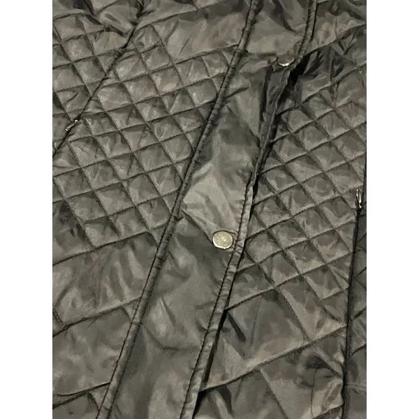 Jaclyn Smith Black Quilted Parka Coat with Faux Fur Hood‎ Winter Jacket D-7 - Image 4