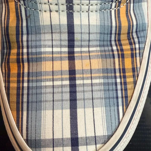Vans Womens Size 8.5 Era 59 Plaid Skate Shoes Blue‎ Yellow Canvas Sneakers Retro - Image 6