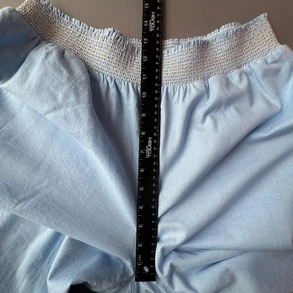 ASOS Linen Blend Wide Leg Pants Women's S Blue Coastal Summer - Image 10