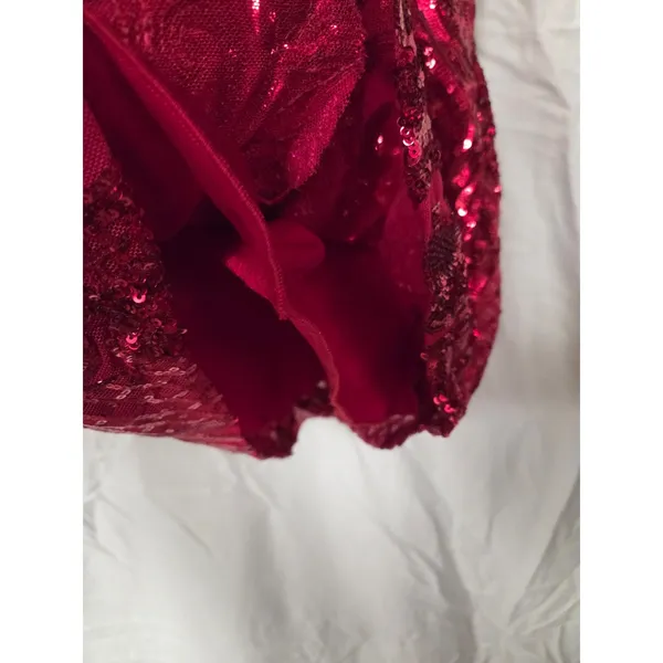 B. Darlin' Solid Red Sequin Spaghetti Strap Short Homecoming Dress 3/4 - Image 5