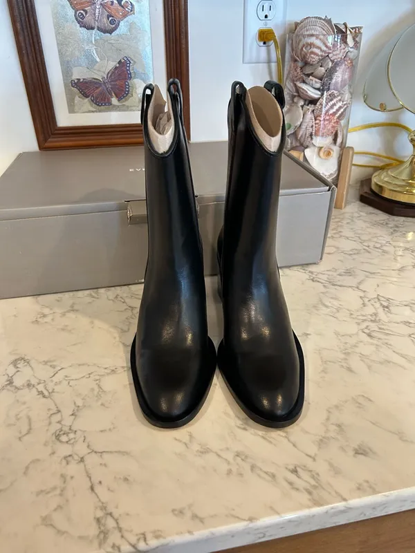 Everlane The Outlaw Boot Black‎ Western Stacked Heel Size 5.5 - Image 3
