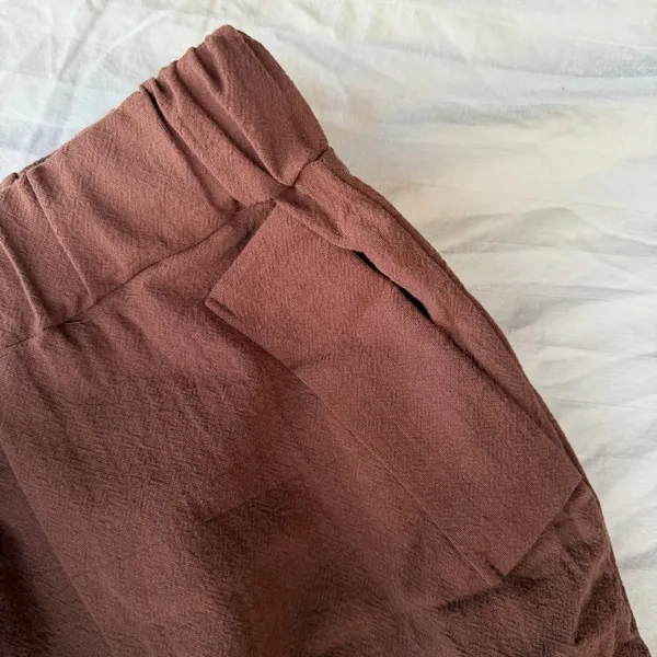 Women's Brown Linen Style Pull On Pants Size M #260323 - Image 4