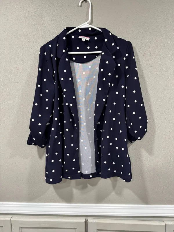 ANDREE BY UNIT Navy and White Polka Dot Girls' Casual Blazer Dress - Image 2