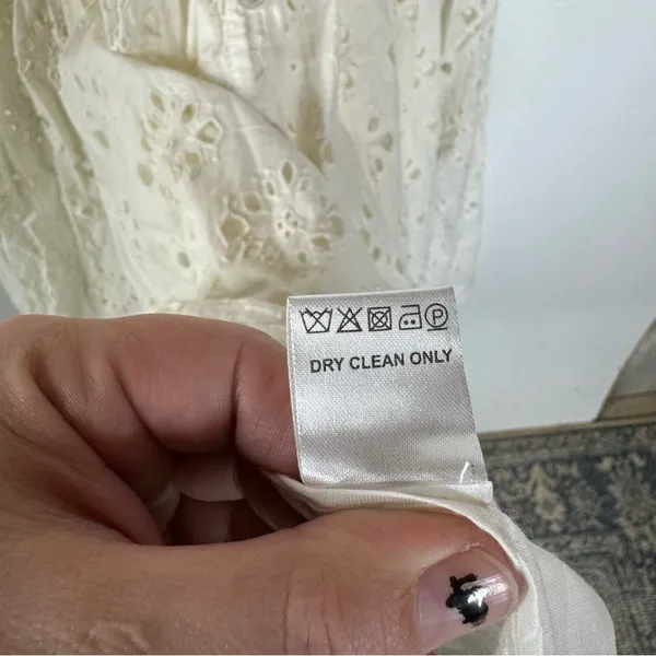 Anthropologie Love The Label Cream‎ Eyelet Button Down Dress Size Xsmall - Image 9