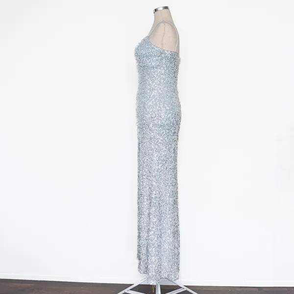 Betsy &‎ Adam - Ice Blue Sequined Floor Length Gown - Image 6