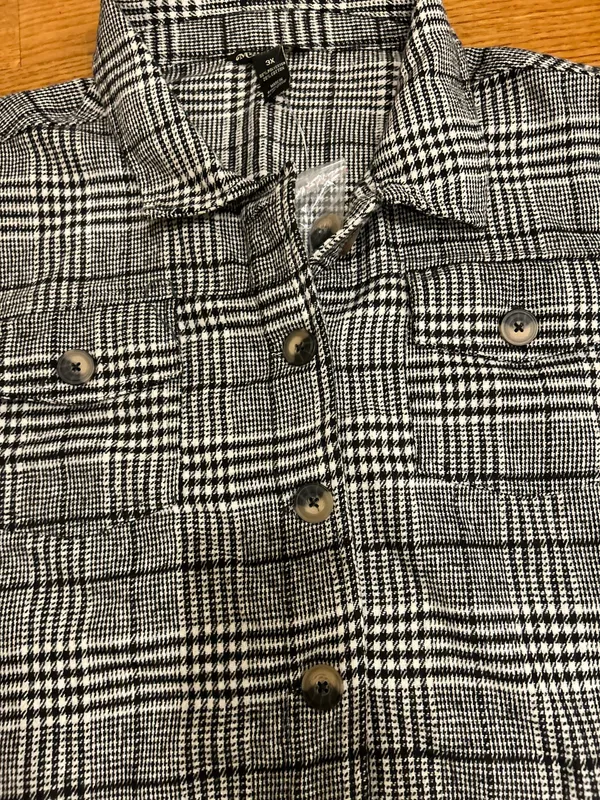 Millenium Plus Size 3X Autumn Essential Black & White Plaid Button - Image 15