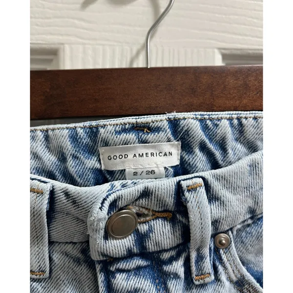 Good American Good 90s Relaxed Straight Leg Distressed Jeans Size 2/26 - Image 3