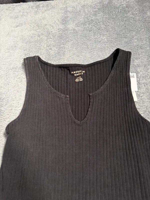 NWT American Eagle Black Ribbed Tank top Dress large MSRP$40 - Image 2