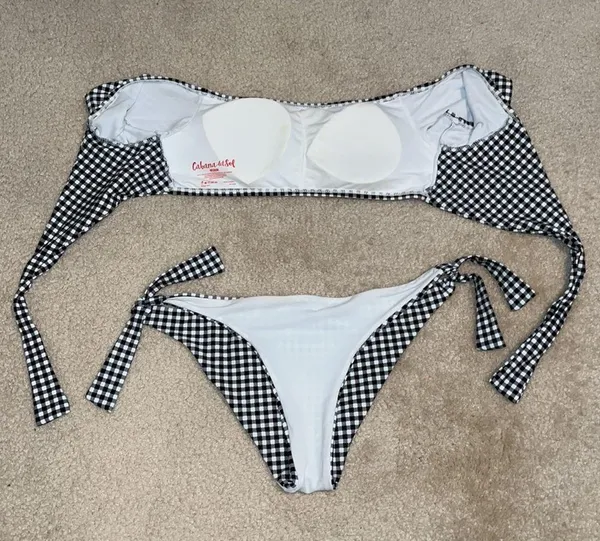 Cabana Del Sol Gingham Off the Shoulder Bikini - Image 3
