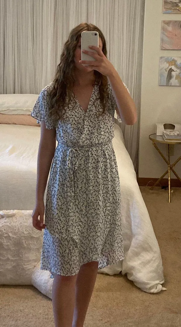 TJ Maxx Blue Floral Dress Tie On Waist Size XS - Image 3
