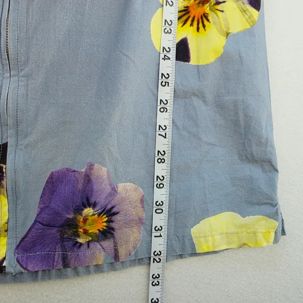 Obey NWT Redux Dress Opal Multi Floral Pansy Blue Cotton Mini Puff Sleeve Size M - Image 13