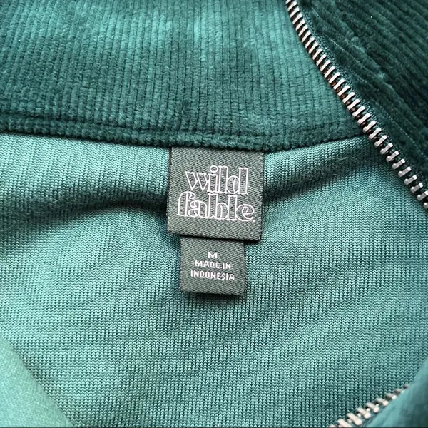 Wild Fable Green‎ Velour 1/2 Zip Sweatshirt Size Medium M - Image 3