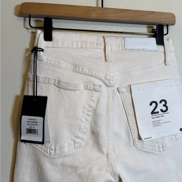 re/done 70s stove pipe jeans in vintage white‎ - Image 4