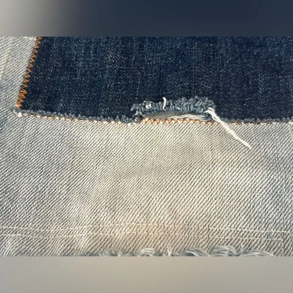 Artisan de Luxe patchwork and distressed denim Low rise Size 24 Cropped - Image 3